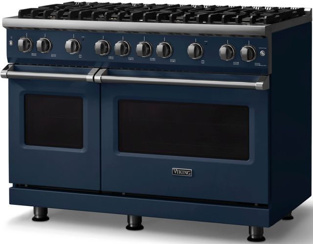 Viking® 5 Series 48" Slate Blue Pro Style Gas (NG) Range with Polished Chrome Trim-2