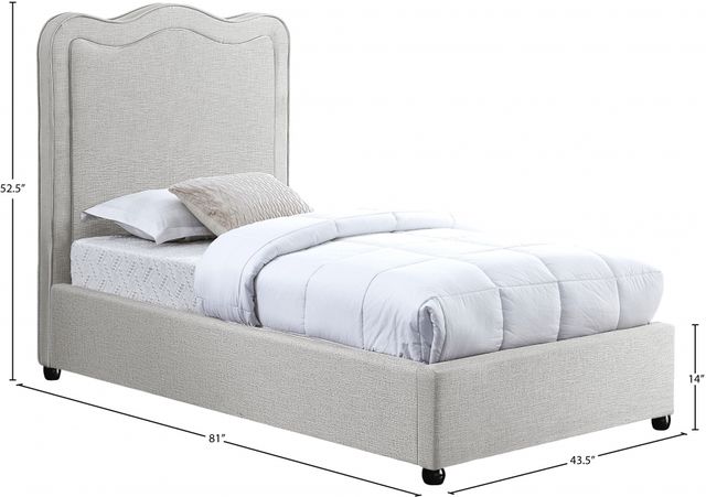 Meridian Furniture Felix Cream Twin Upholstered Panel Bed-2