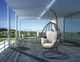 ACME Furniture Simona Beige/Black Metal/Wicker Outdoor Hanging Chair with Stand-1