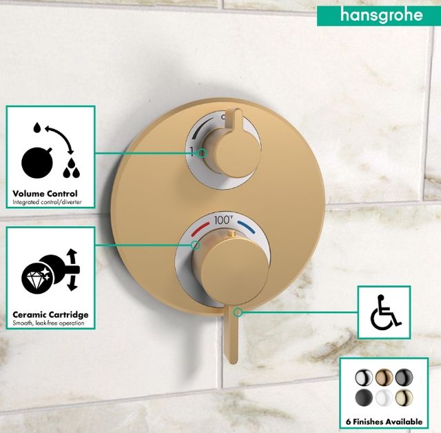 Hansgrohe Ecostat S Brushed Bronze Thermostatic Trim with Volume Control and Diverter-3