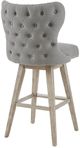 Olliix by Madison Park Grey Hancock High Wing Back Button Tufted Upholstered 32" Swivel Bar Stool-3
