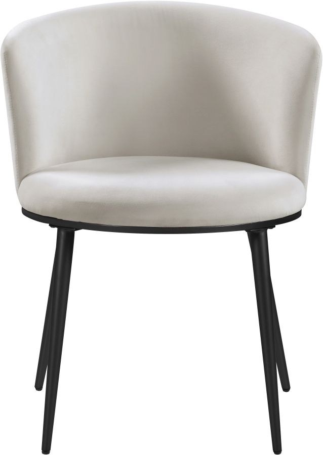 Meridian Furniture Skylar Cream/Matte Black Velvet Dining Chair-1