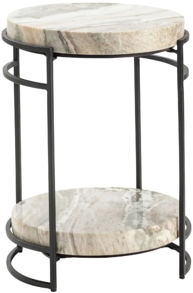 Crestview Collection Harvey Cream Accent Table with Black Frame-0