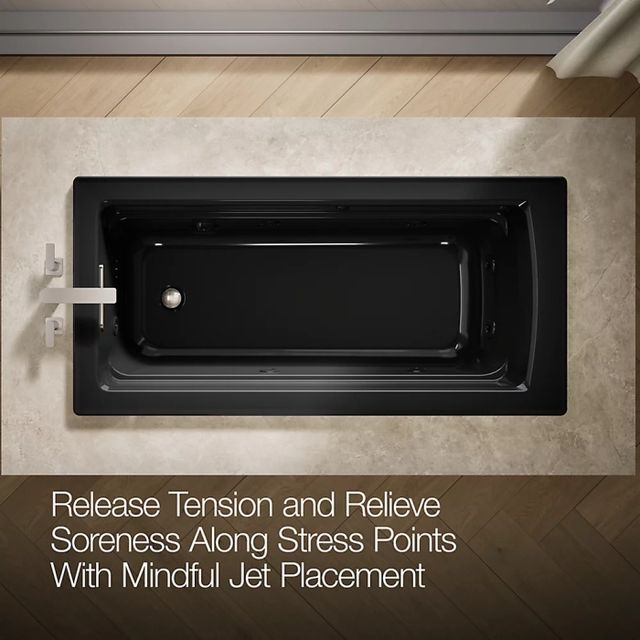 KOHLER® Archer® Black 66" x 32" Drop-In Heated Whirlpool Bath-1