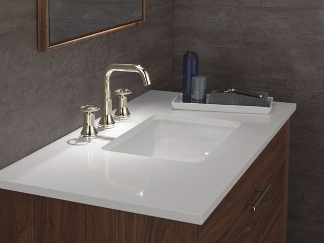 Delta Trinsic® Polished Nickel 2-Handle Wheel Widespread Bathroom Faucet-1