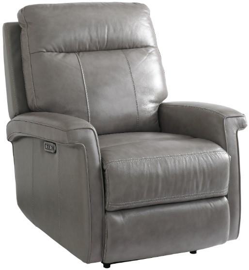 Bassett Furniture Club Level Matthews Pewter Leather Wallsaver Power Recliner Ennis Home Furnishings Bozeman Home Furnishings Ennis Bozeman MT