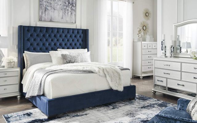 Signature Design by Ashley® Coralayne 3-Piece Blue/Gray Queen Upholstered Bed Set-3