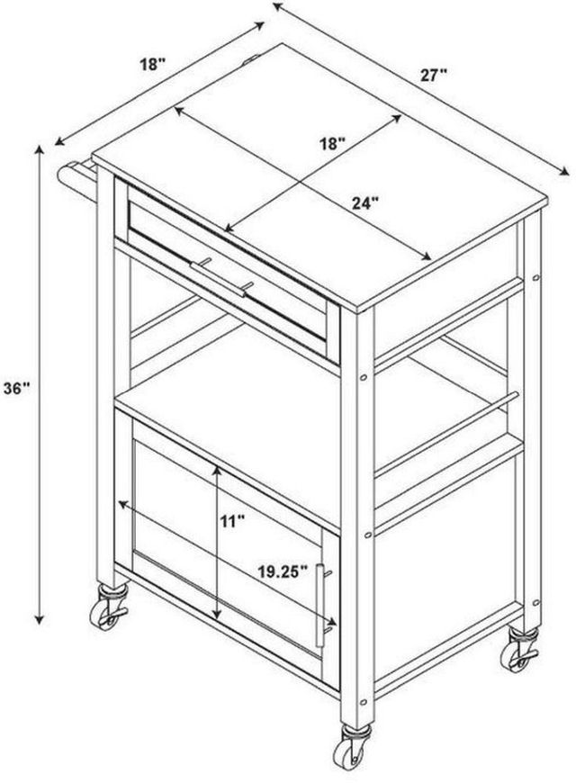Linon Mitchell Black Kitchen Cart with Granite Top-2