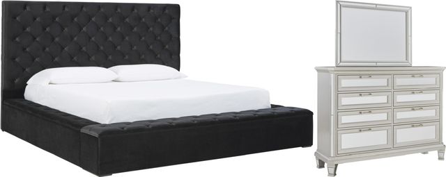 Signature Design by Ashley® Lindenfield 3-Piece Black Queen Upholstered Storage Bed Set-0