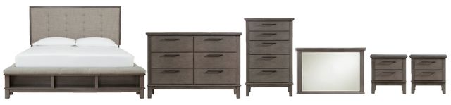 Benchcraft® Hallanden 6-Piece Gray King Storage Panel Bed Set-0