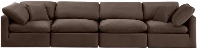 Meridian Furniture Indulge 4-Piece Brown Modular Velvet Sofa-1