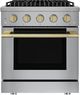 Hauslane HausPro Range 30" Stainless Steel Pro-Style Gas Range with Satin Brass Knobs-0