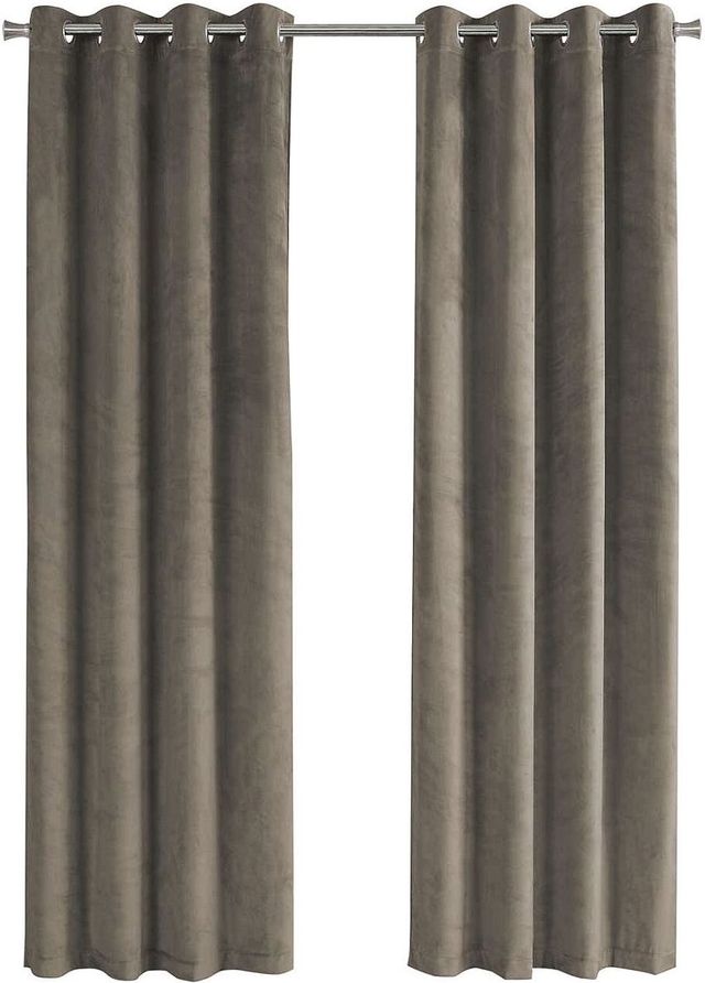 Monarch Specialties Inc. 2-Piece Taupe 52" x 95" Room Darkening Curtain Panel Set-0
