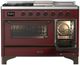 Ilve® Majestic III 48" Burgundy Pro Style Dual Fuel Liquid Propane Range with 5 Black Brass Burners and Burnished Trim-3