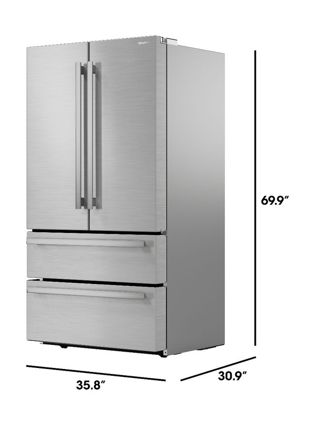 Sharp® 36 in. 22.5 Cu. Ft. Stainless Steel Counter Depth French 4-Door Refrigerator-10
