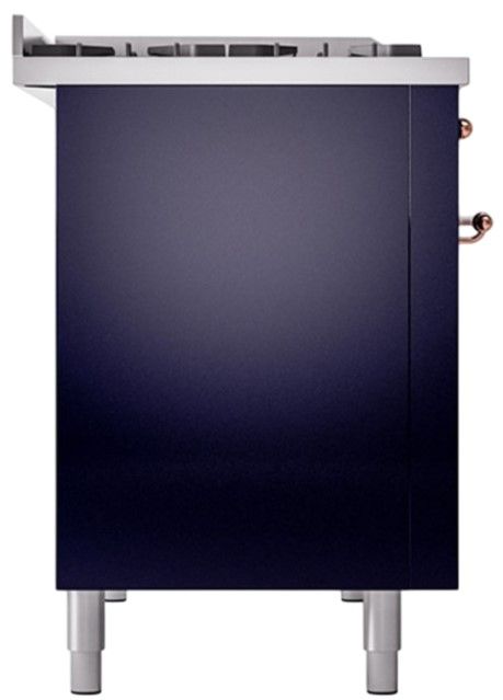 Ilve® Nostalgie II Noblesse 48'' Midnight Blue Pro Style Dual Fuel Range with Copper Trim-2
