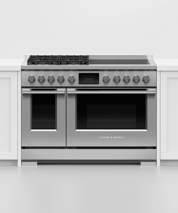 Fisher & Paykel Series 11 48" Stainless Steel with Black Glass Pro Style Dual Fuel Natural Gas Range-4