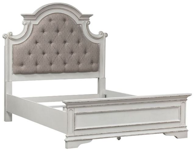 Liberty Furniture Magnolia Manor Antique White/Gray Full Upholstered Youth Panel Bed-0