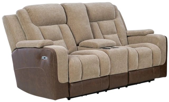 Signature Design by Ashley® Mixed Motion Brownstone Power Reclining Loveseat-0