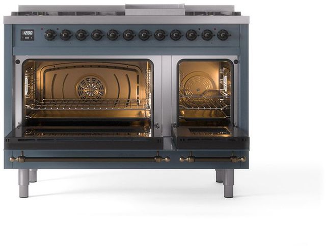 Ilve® Nostalgie II Series 48" Blue Grey Pro Style Dual Fuel Range-2