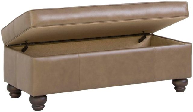 Smith Brothers Customizable 901 Leather Storage Ottoman with Turned Leg-1