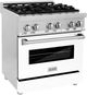 ZLINE 30" Stainless Steel Pro Style Dual Fuel Range with White Matte Door-3