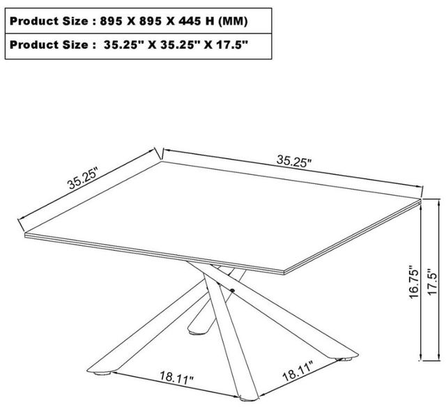 Coaster® Carvell Mirage White Coffee Table with Black Nickel Base-3