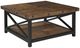 Flexsteel® Carpenter Dark Brown Square Coffee Table with Black Metal Frame-0
