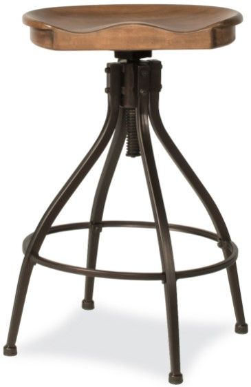HH2 Home Worland Brown/Distressed Walnut Adjustable Metal Stool-2