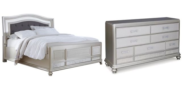Signature Design by Ashley® Coralayne 2-Piece Gray Queen Panel Bed Set-0