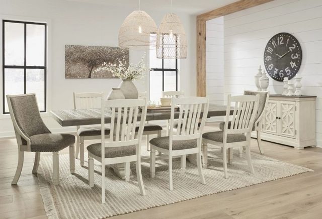 Signature Design by Ashley® Bolanburg Weathered Gray Extension Dining Table with Antique White Trestle Legs-3