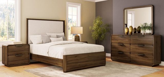 Bernards Westfield Brown Upholstered Queen Panel Bed-3