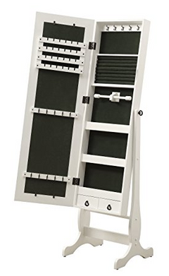 Coaster® Batista White Jewelry Cheval Mirror With Drawers