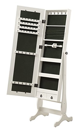 Coaster® Batista White Jewelry Cheval Mirror With Drawers-0
