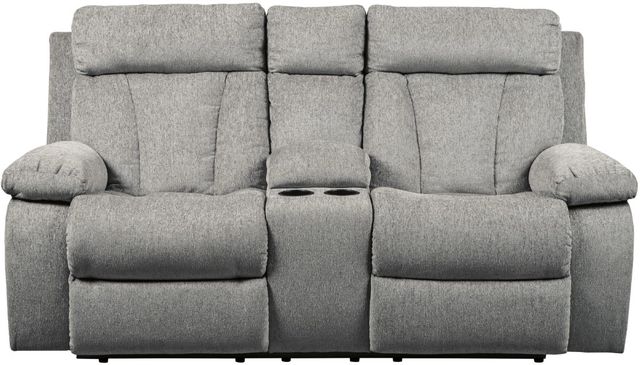 Signature Design by Ashley® Mitchiner Fog Double Manual Reclining Loveseat with Console-1