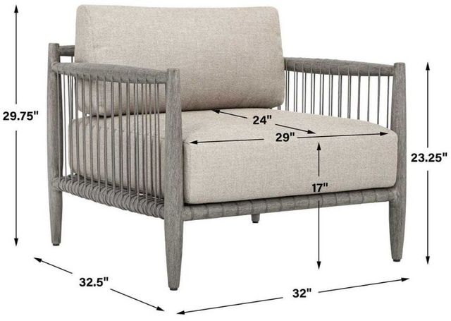 Uttermost® Borneo Dark Gray/Dove Wooden Outdoor Lounge Chair-2
