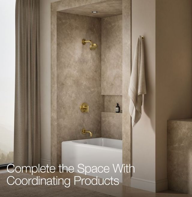 KOHLER® Purist® Rite-Temp® Vibrant Brushed Moderne Brass 2.5 GPM Bath and Shower Trim Kit with Lever Handle and Push-Button Diverter -3