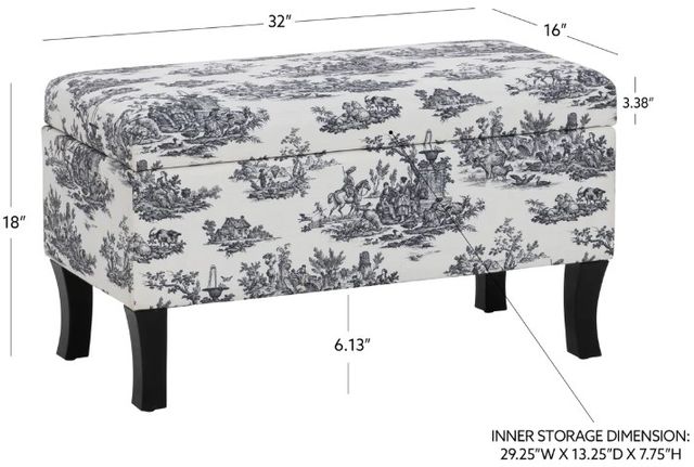 Linon Stephanie Black/White Storage Bench-3