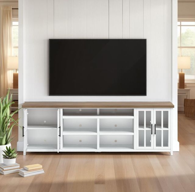 Legends Home Hampton Barnwood/Jasmin White 96" TV Console-1