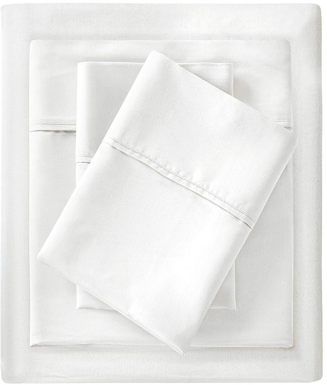 Olliix by Madison Park White California King 1500 Thread Count Cotton Rich Sheet Set-0