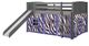 Donco Kids Louver Antique Grey Twin Low Loft Bed with Slide and Blue Zebra Tent Kit-0