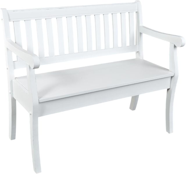 Jofran Inc. Artisan's Craft Distressed Weathered White Storage Bench-0