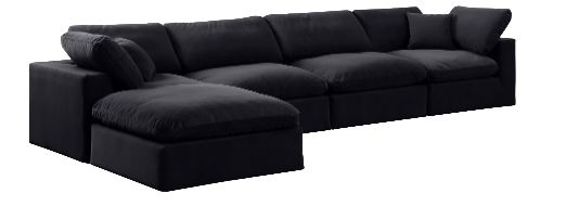 Meridian Furniture Comfy 7-Piece Black Velvet Sofa Sectional-0