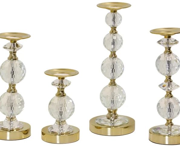 Stylecraft 4-Piece Polished Gold Candle Holder Set-1