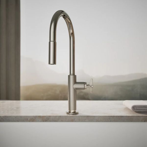 KOHLER® Billet® Vibrant Polished Nickel Touchless Kitchen Sink Faucet with 2-Function Sprayhead and Single Cross-Handle-3