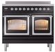 Ilve® Nostalgie II Noblesse 40'' Glossy Black Pro Style Induction Range with Chrome Trim-1