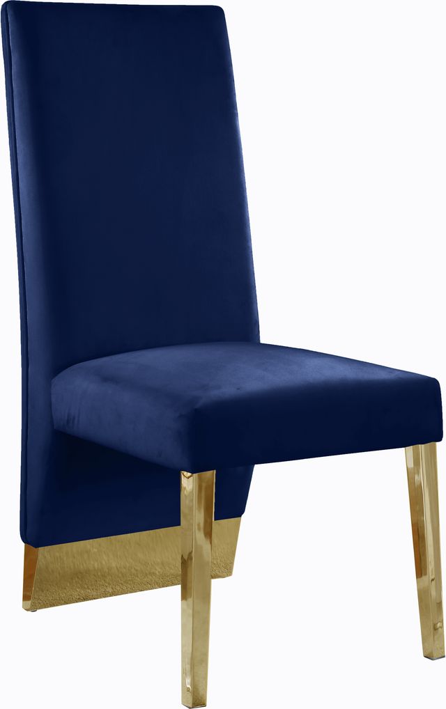 Meridian Furniture Porsha Navy/Gold Velvet Dining Chair-0