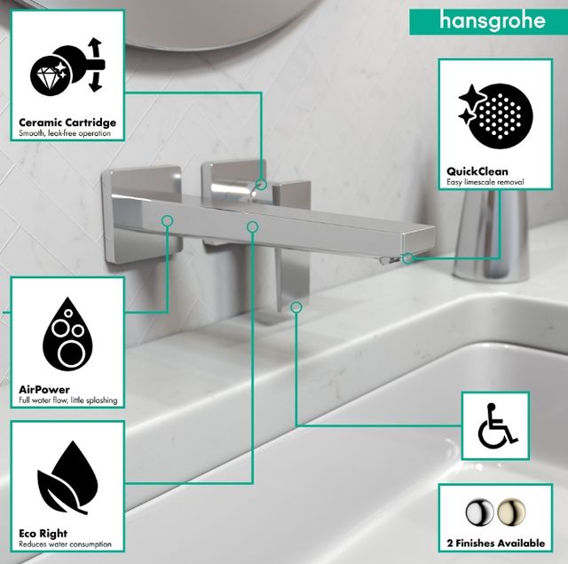 Hansgrohe Metropol Chrome Wall-Mounted Single-Handle Faucet Trim with Lever Handle-3