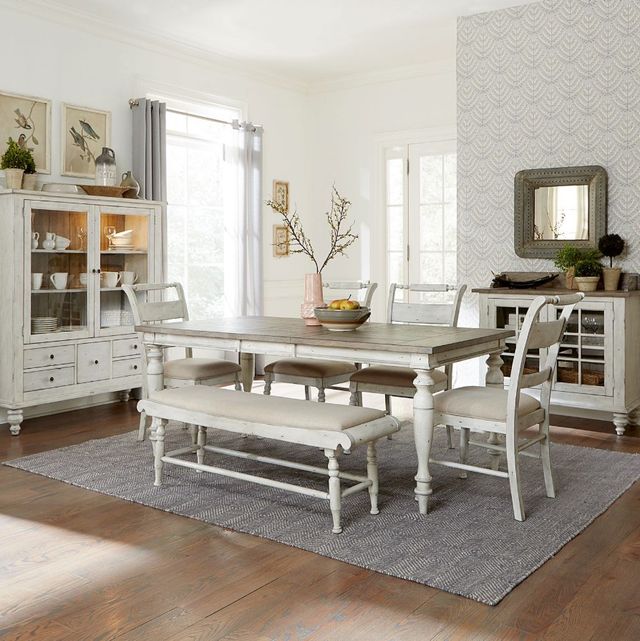 Liberty Furniture Whitney 6-Piece Antique Linen/Weathered Gray Rectangular Dining Set-1