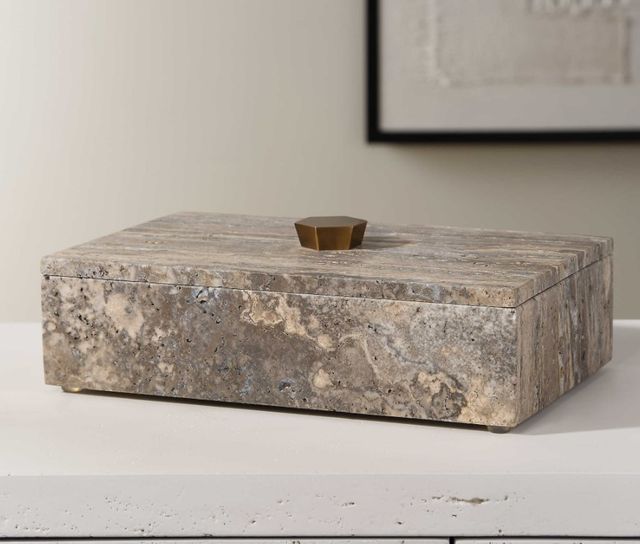 Uttermost® Griseus Gray Travertine Stone Box-1